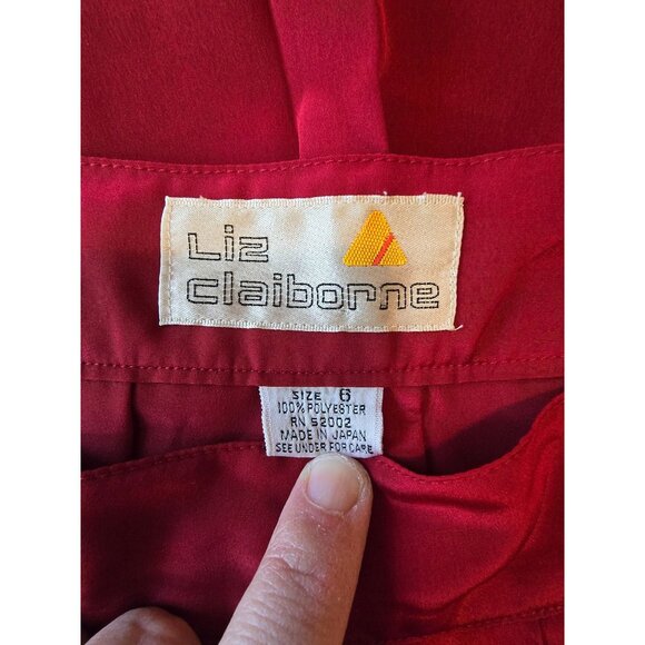 VTG Liz Claiborne Pleated Midi Skirt Button Side Geometric Print Red/Blue/Tan - Picture 4 of 7